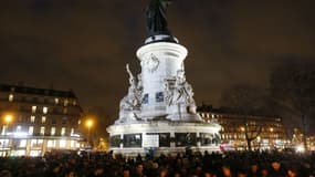 La place de la République, au lendemain des attentats de Charlie Hebdo, le 8 janvier 2015. 
