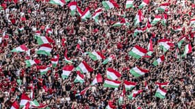Les supporters de la Hongrie pendant l'Euro, à Budapest le 19 juin 2021