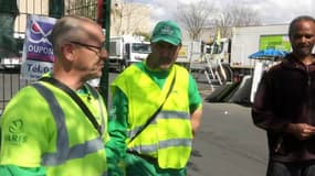 Des salariés de l'entreprise de collecte Pizzorno à Vitry-sur-Seine 