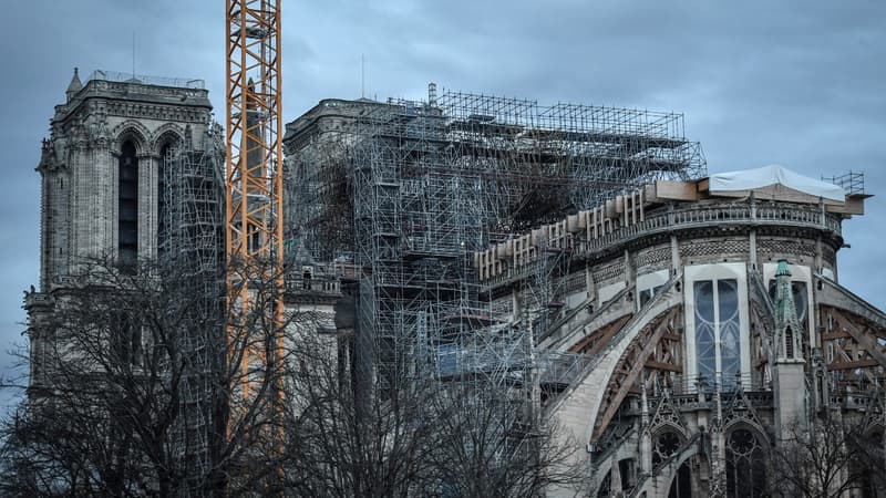 Chantier de reconstruction de la cathédrale Notre-Dame de Paris, le 26 décembre 2019