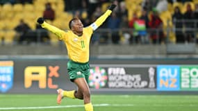 Thembi Kgatlana après son but face à l'Italie lors de la Coupe du monde féminine, le 2 août 2023.