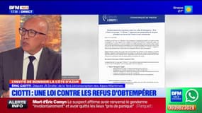 Gendarme tué à Mougins: Éric Ciotti veut durcir les peines pour les refus d'obtempérer