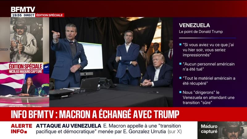 INFO BFMTV - Emmanuel Macron a échangé avec Donald Trump après la capture de Nicolas Maduro