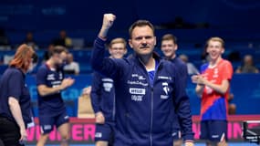 Nathanaël Molin, l'entraîneur des frères Lebrun et de l'équipe de France lors des championnats d'Europe par équipes, octobre 2025