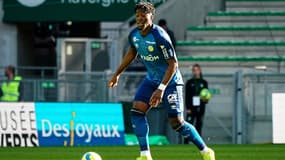 Axel Disasi avec le Stade de Reims, à Saint-Étienne le 23 février 2020