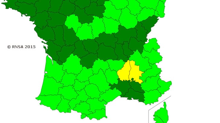 Carte de vigilance valable jusqu'au 14 août 2015