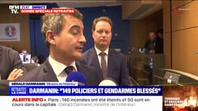 Retraites: Gérald Darmanin annonce au moins "172 interpellations, dont 77 à Paris"