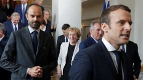 Emmanuel Macron et Edouard Philippe à l'Elysée le 18 mai 2017