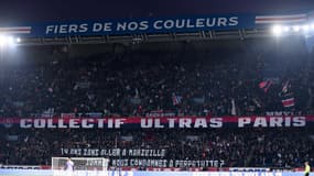 La banderole du CUP, samedi dernier, regrettant d'être encore privé de déplacement au Vélodrome ce mercredi