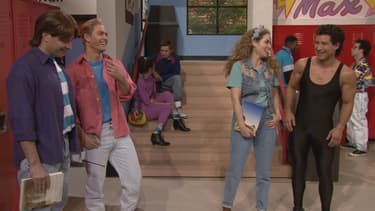 Jimmy Fallon, à gauche, a "ressuscité" Zach, Jessie et Slater, comme au bon vieux temps de "Sauvés par le gong".