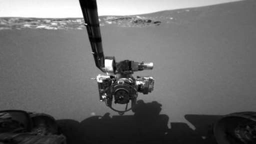 Une des premières photos prises par Opportuniy, dès son arrivée sur Mars, en 2004.