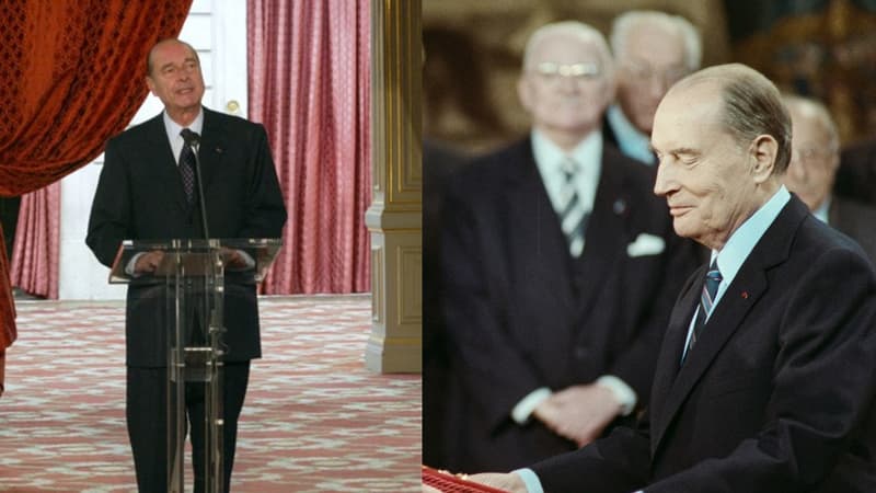 Jacques Chirac en 2002 et François Mitterrand en 1988 