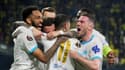 La joie des Marseillais après la qualification pour les quarts de finale de la Ligue Europa contre Villarreal, le 14 mars 2024