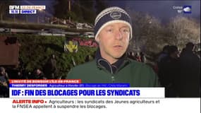  "L'intention va dans le bon sens, le monde agricole a été écouté", assure Thierry Desforges, agriculteur à Itteville présent sur le blocage de l'A6 à Chilly-Mazarin 