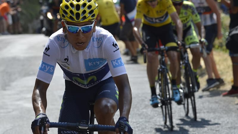 Le maillot blanc Nairo Quintana devant le maillot jaune Chris Froome