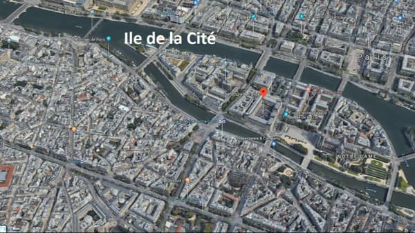 Plan de la préfecture de police de Paris, sur l'Ile de la Cité. Plan de la préfecture de police de Paris, sur l'Ile de la Cité.