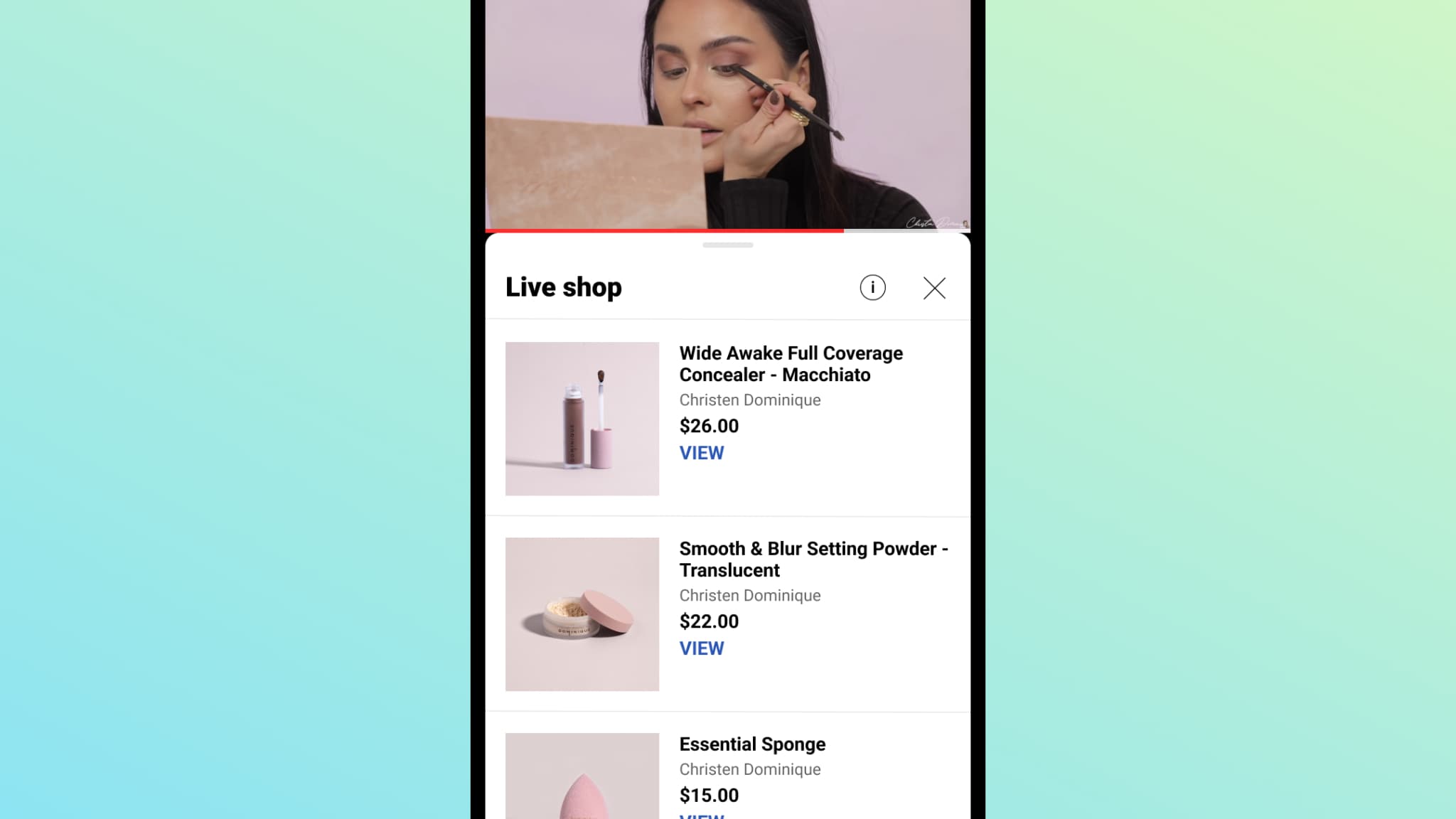 Une session de shopping pendant une vidéo diffusée en direct Une session de shopping pendant une vidéo diffusée en direct