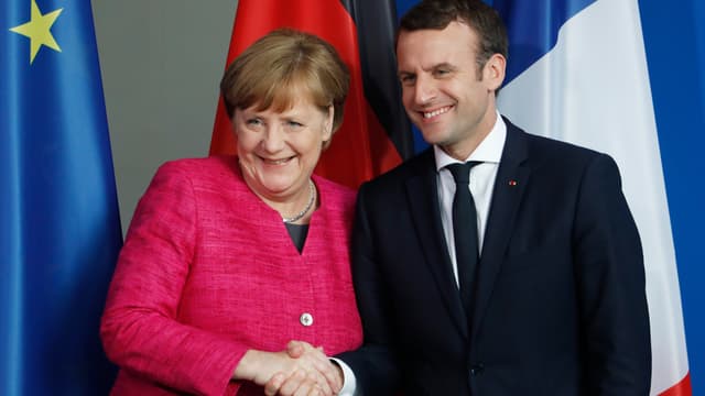Angela Merkel et Emmanuel Macron à Berlin, le 15 mai 2017.