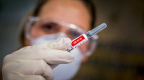Le vaccin contre le Covid-19 développé par l'entreprise SInovac Biotech, le 8 août 2020 à Porto Alegre, au Brésil (Photo d'illustration)