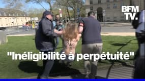Une action des Femen au rassemblement du RN place Vauban à Paris  