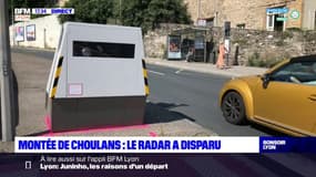 Montée de Choulans : le radar a disparu