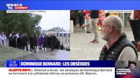 Les obsèques de Dominique Bernard se terminent, son cercueil quitte la cathédrale Saint Vaast d'Arras