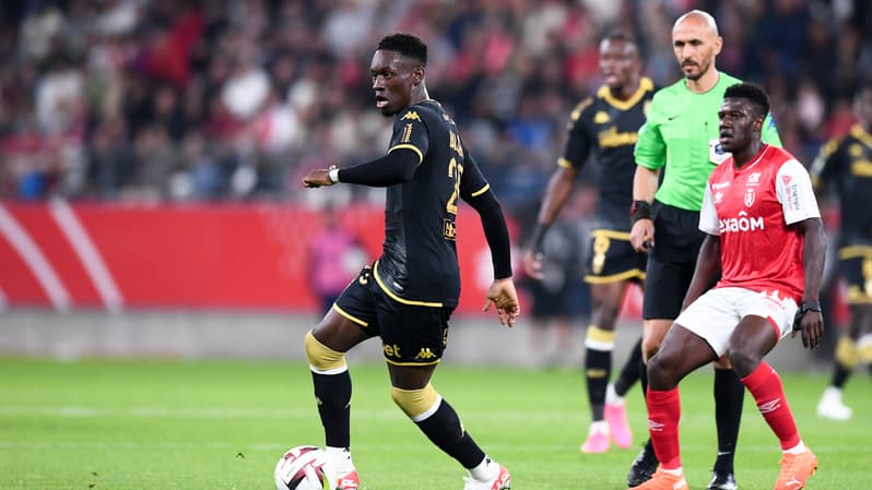 Folarin Balogun lors du match de haut de tableau de Ligue 1 entre Reims et Monaco, 7 octobre 2023
