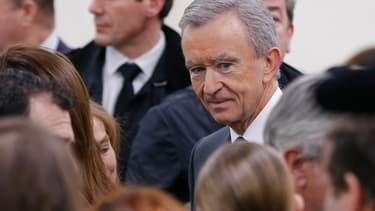 Bernard Arnault, le patron de LVMH, au défilé Dior printemps-été 2014.
