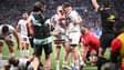 Maxime Lamothe et Marko Gazzotti fêtent l'essai de l'UBB lors de la demi-finale de Top 14 contre Toulon, 21 juin 2025