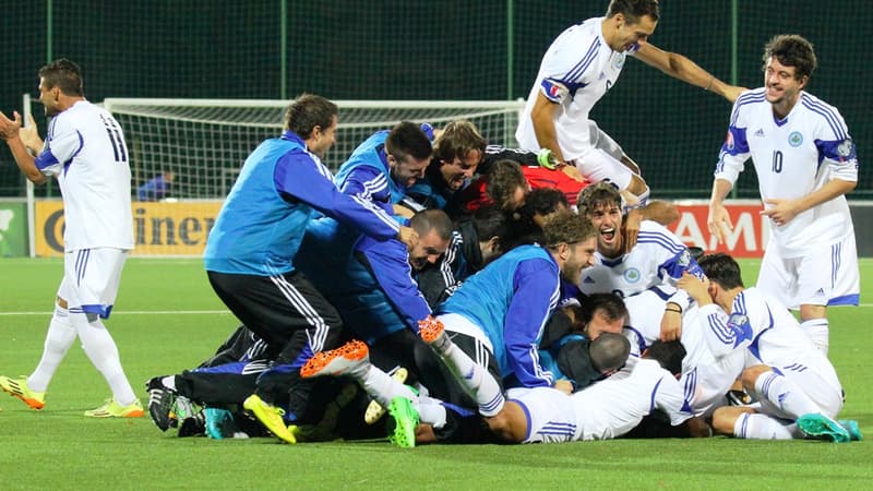 La joie des joueurs de Saint-Marin