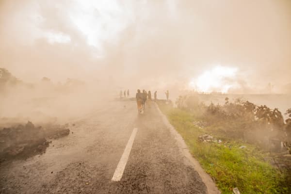 Des fumées sur la ville de Goma 