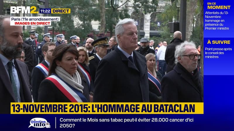 Attentats du 13-Novembre: hommage devant le Bataclan en présence de Michel Barnier