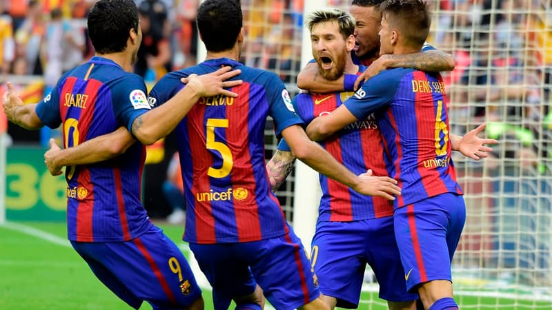 La joie de Lionel Messi et des Catalans à Valence