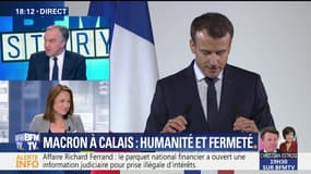 Calais: Emmanuel Macron défend sa politique d'immigration