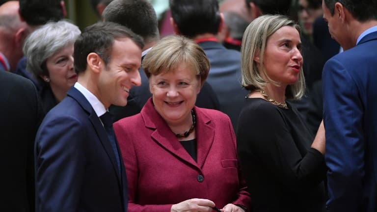 Le président français Emmanuel Macron et la chancelière allemande Angela Merkel au dernier sommet européen à Bruxelles le 13 décembre 2018.
