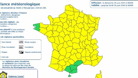 La France est placée sous vigilance classique.