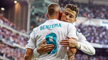Cristiano Ronaldo et Karim Benzema avec le Real en 2018.