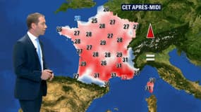 Il fera 23 à 26 degrés près de la Manche, 25 à 30 degrés ailleurs et jusqu'à 31 à 33 degrés dans le Sud-Est.