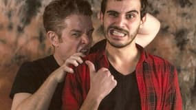 A gauche, James Marsters, l'interprète de Spike. A droite, Nicolas Pedrosa. 