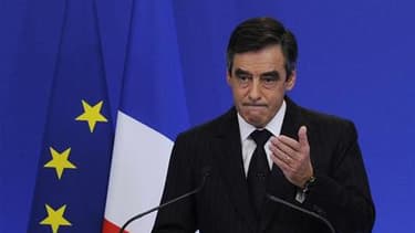 François Fillon, lors de l'annonce des mesures d'austérité, la semaine dernière. En déplacement lundi en Loire-Atlantique, il a voulu rassurer la Commission européenne sur les prévisions de croissance de la France pour 2012, soulignant que son gouvernemen