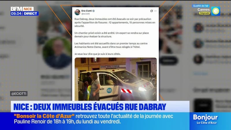 À Nice, deux immeubles évacués rue Dabray après la découverte de fissures