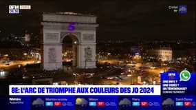 Paris: l'Arc de Triomphe aux couleurs des JO 2024