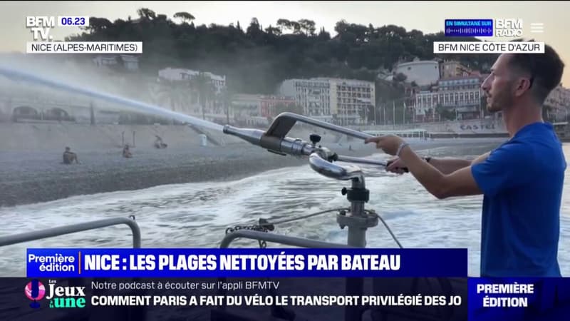 À Nice, les plages sont nettoyées par bateau