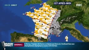 Météo: Pluie au programme entre la Méditerranée et l'Alsace ce vendredi après-midi. Éclaircies et averses sur l'ouest de la France