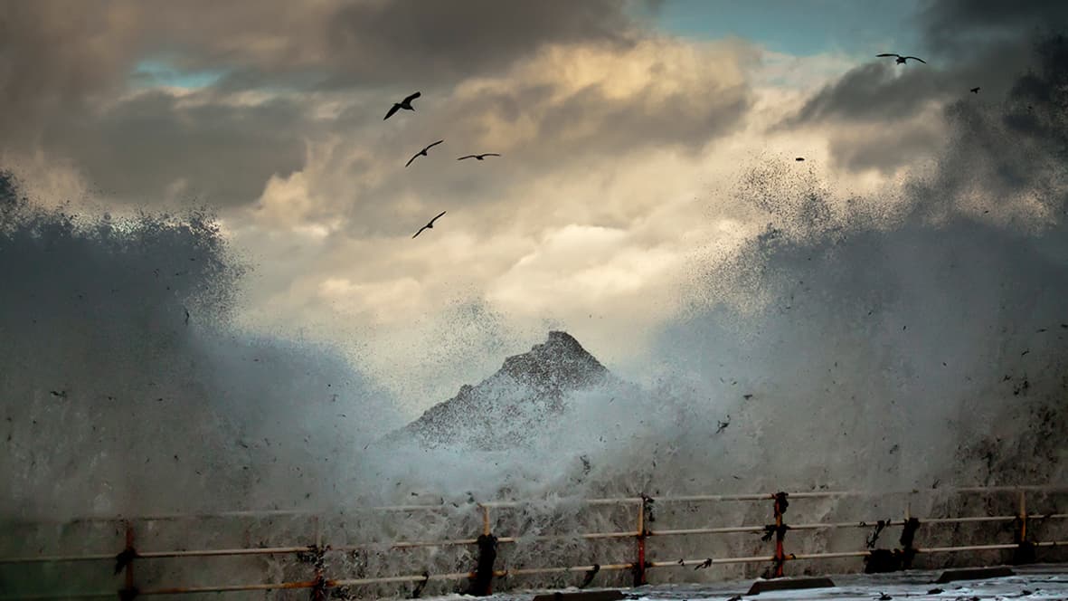 La côte bretonne pendant les grandes marées en 2015.