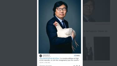 Jean-Vincent Placé avec sa poule