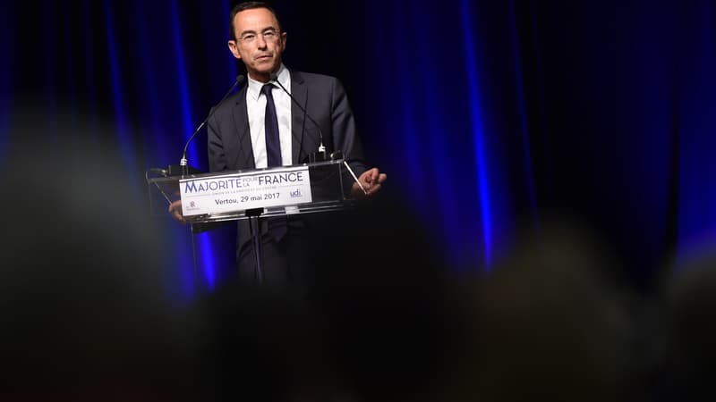 Le président du groupe Les Républicains au Sénat Bruno Retailleau, lors d'un discours à Vertou, près de Nantes, le 29 mai 2017. 