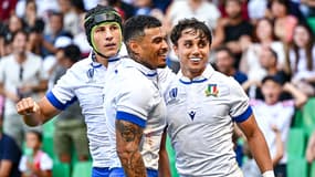 Ange Capuozzo et des joueurs italiens pendant la Coupe du monde 2023 en France