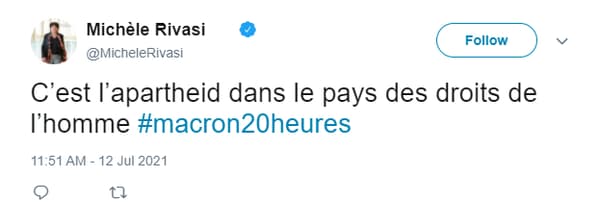 Le tweet de Michèle Rivasi après l'intervention d'Emmanuel Macron lundi soir.