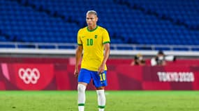 Richarlison avec le maillot du Brésil olympique, lors du match face à l'Allemagne le 22 juillet